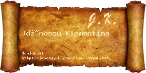 Jánossy Klementina névjegykártya